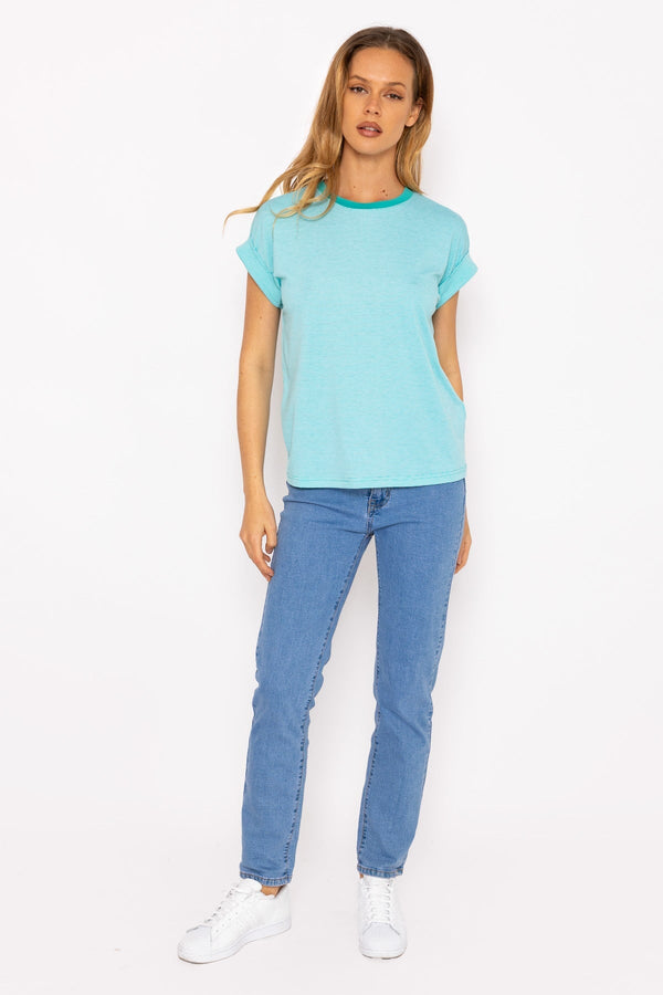 Stripe Tee in Aqua Blue | Tops | Carraig Donn