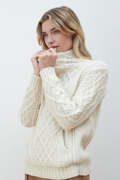 Carraig Donn Super Soft Drawstring Sweater in Cream