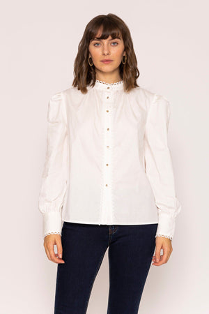 Trim Blouse in White