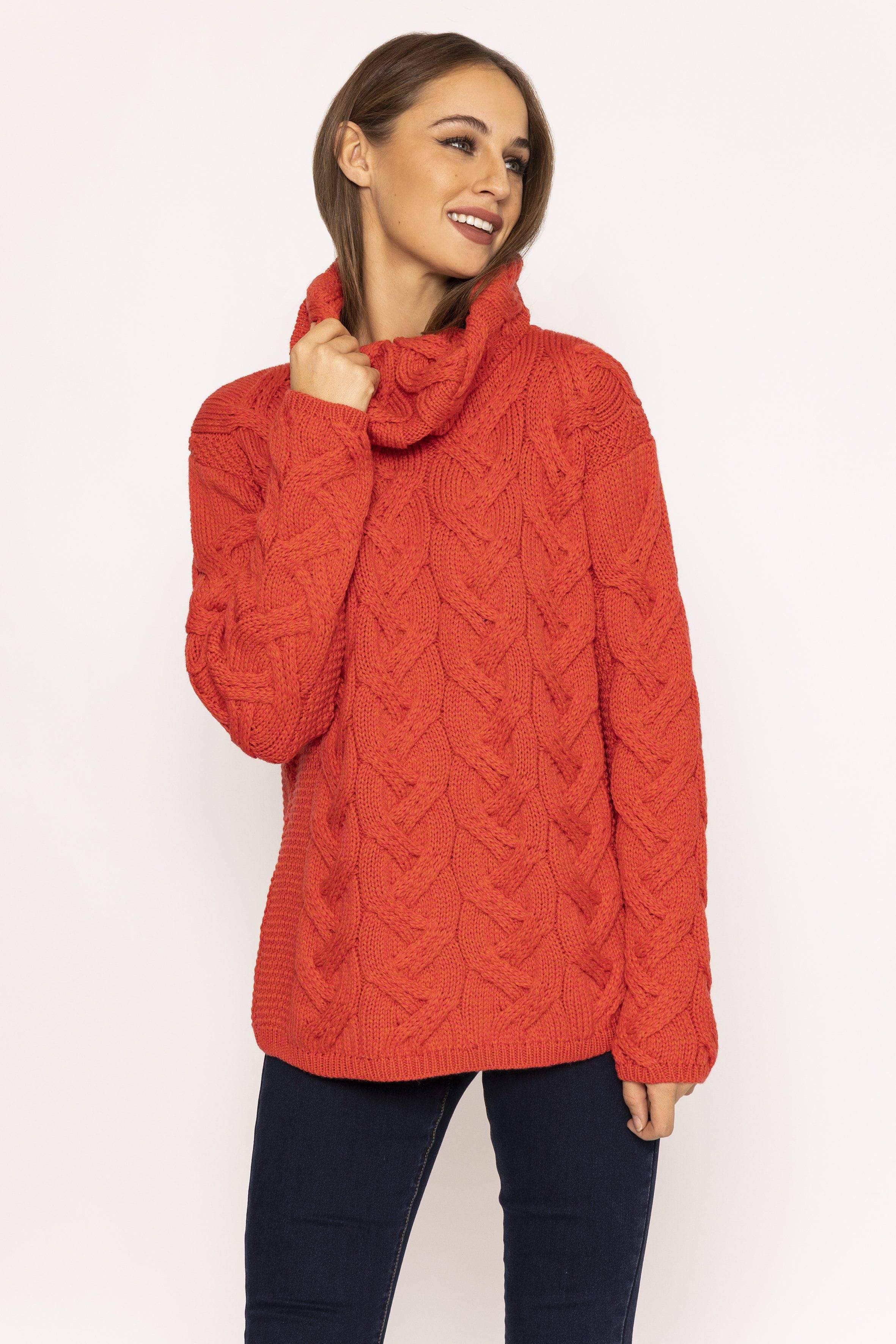 Orange knit clearance turtleneck