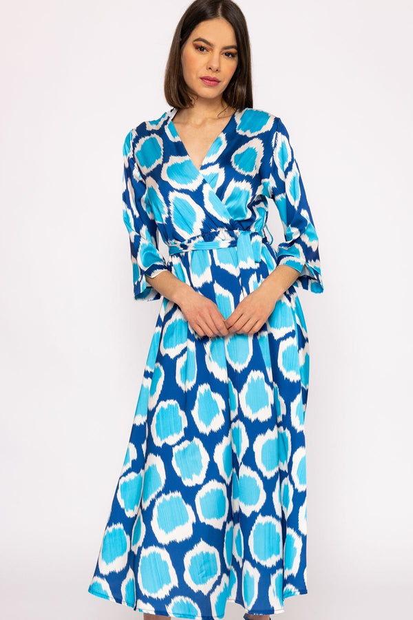 Blue Printed Midi Dress | Women's Dresses | Carraig Donn