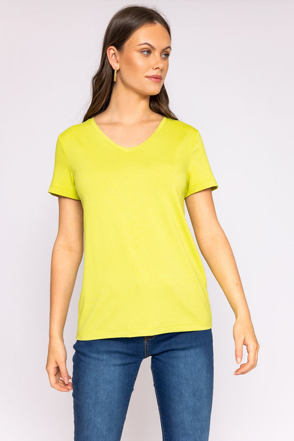 Carraig Donn V Neck Tee in Lime