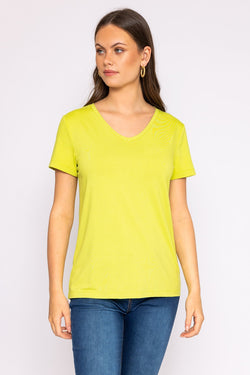 Carraig Donn V Neck Tee in Lime