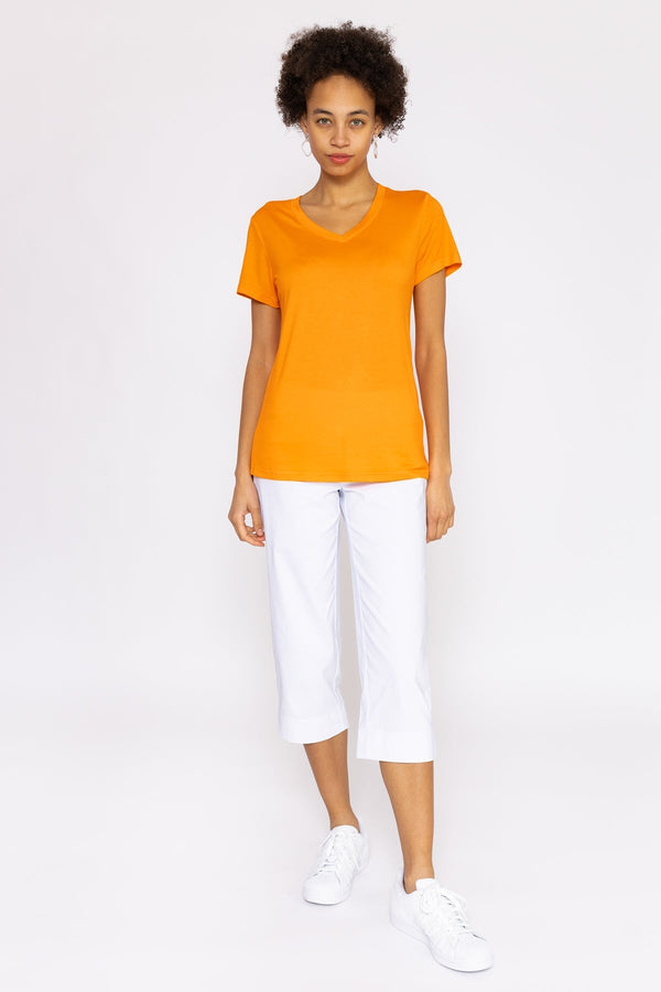 Carraig Donn V Neck Tee in Orange