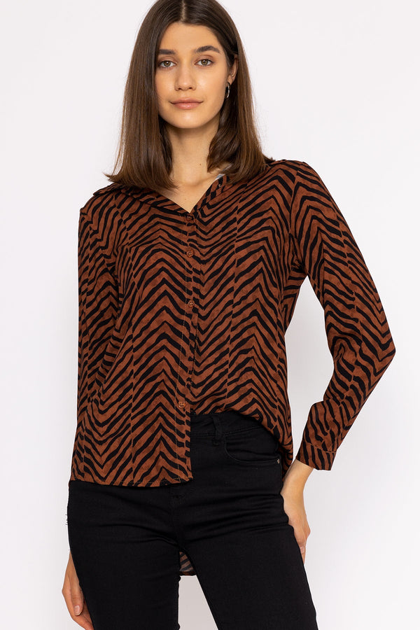 Carraig Donn Viscose Shirt in Brown Animal Print