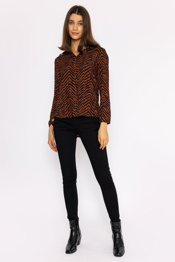 Carraig Donn Viscose Shirt in Brown Animal Print