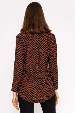 Carraig Donn Viscose Shirt in Brown Animal Print