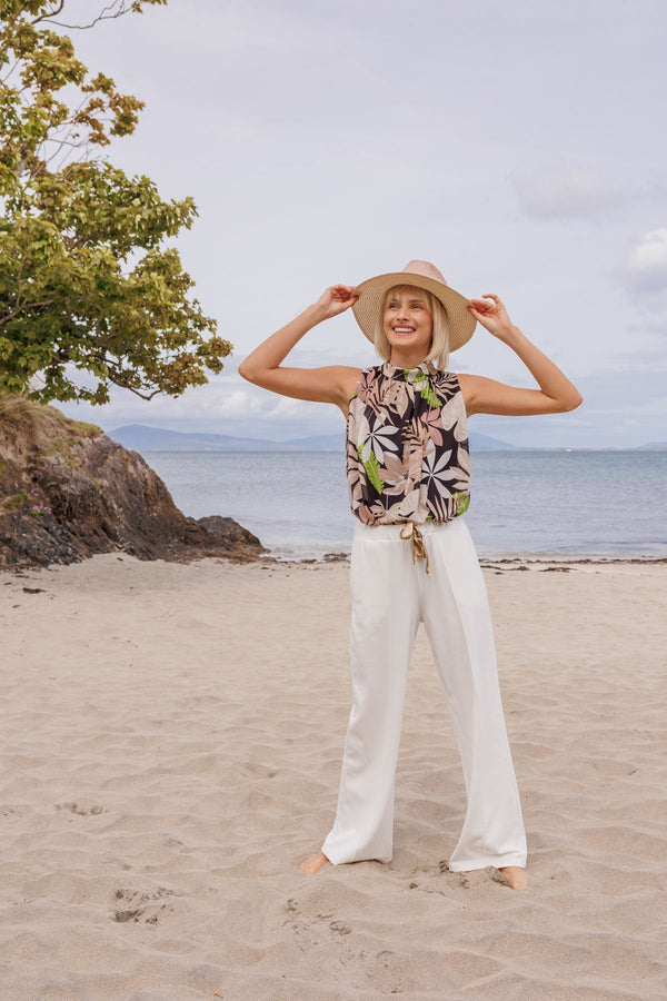 Carraig Donn Wide Leg Trousers in White