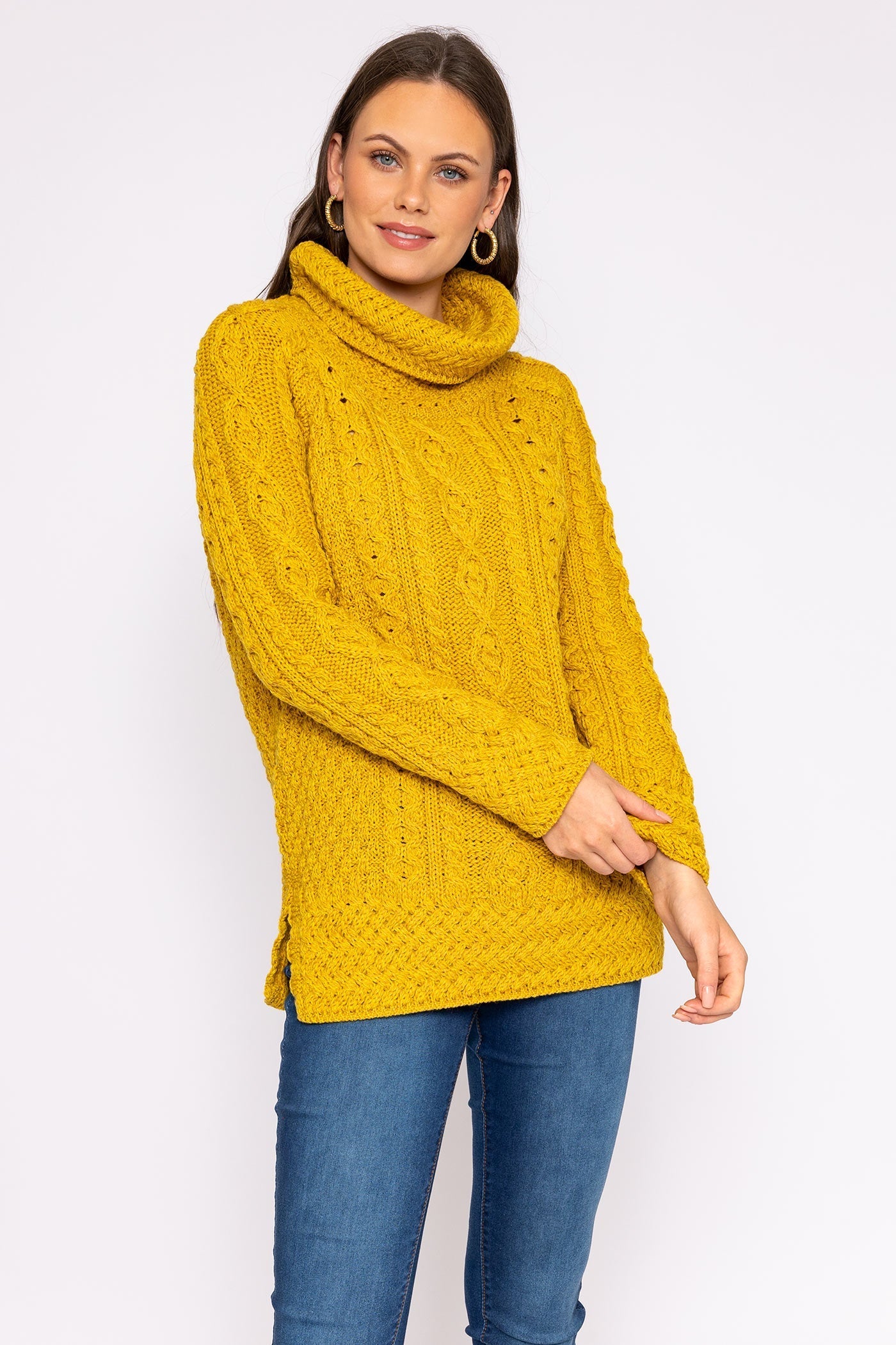 Yellow cowl 2025 neck sweater